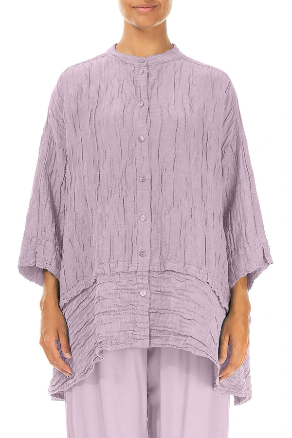 Flared Crinkled Lilac Silk Shirt 1