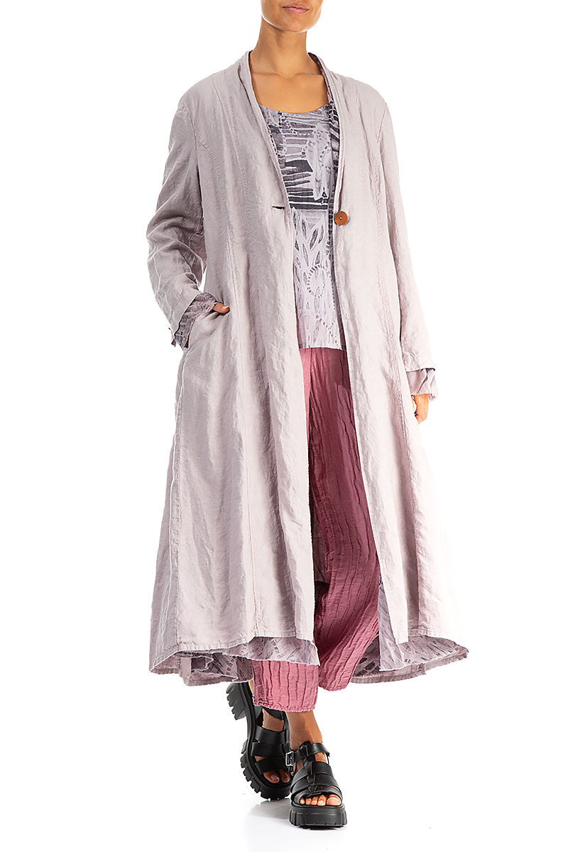 Flared Greige Lined Linen Jacket 5