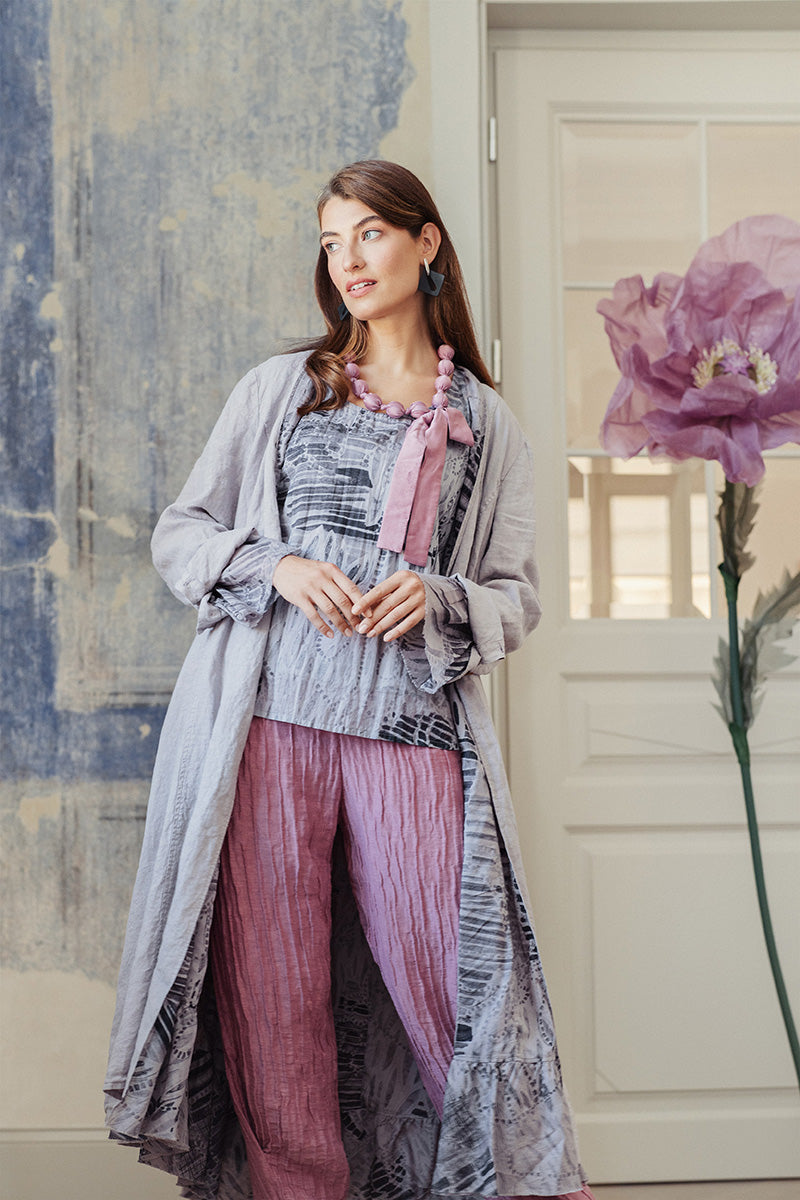 Flared Greige Lined Linen Jacket 8