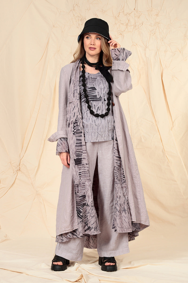 Flared Greige Lined Linen Jacket 9