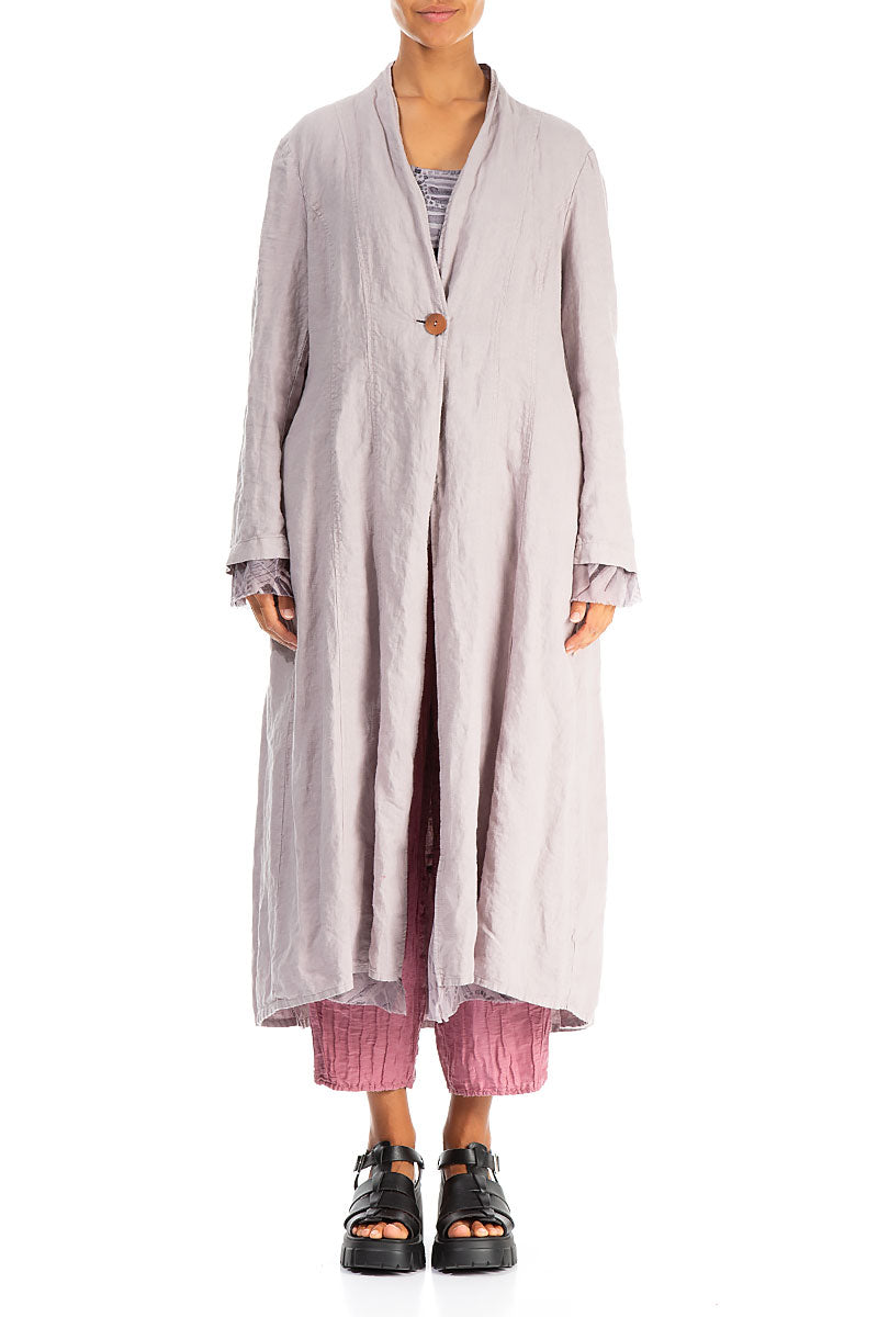 Flared Greige Lined Linen Jacket 1