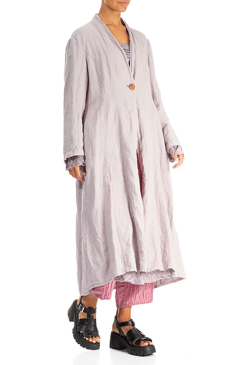 Flared Greige Lined Linen Jacket 3