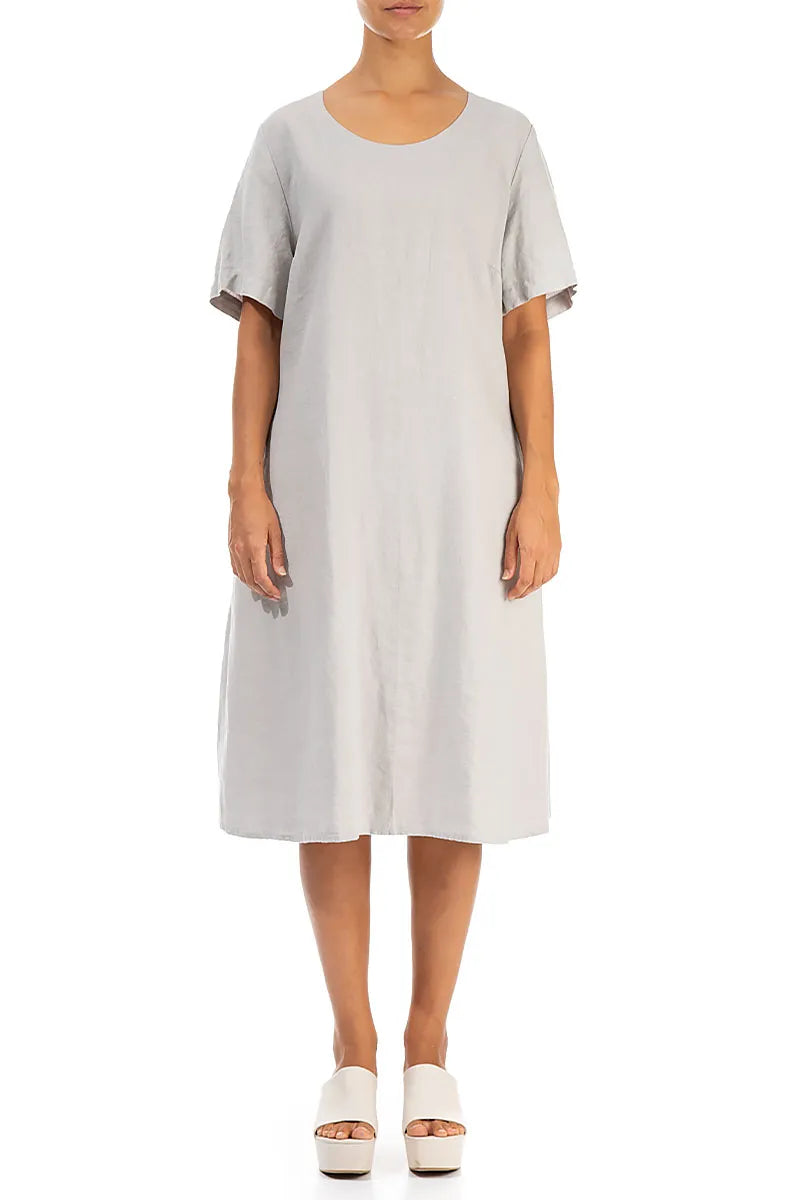 Flared Midi Taupe Linen Dress 1