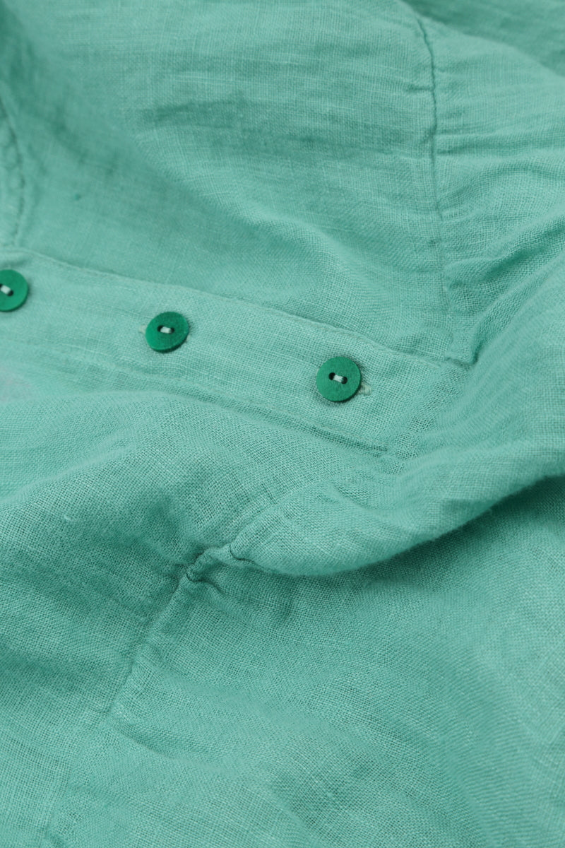 Flared Mint Gauze Linen Top