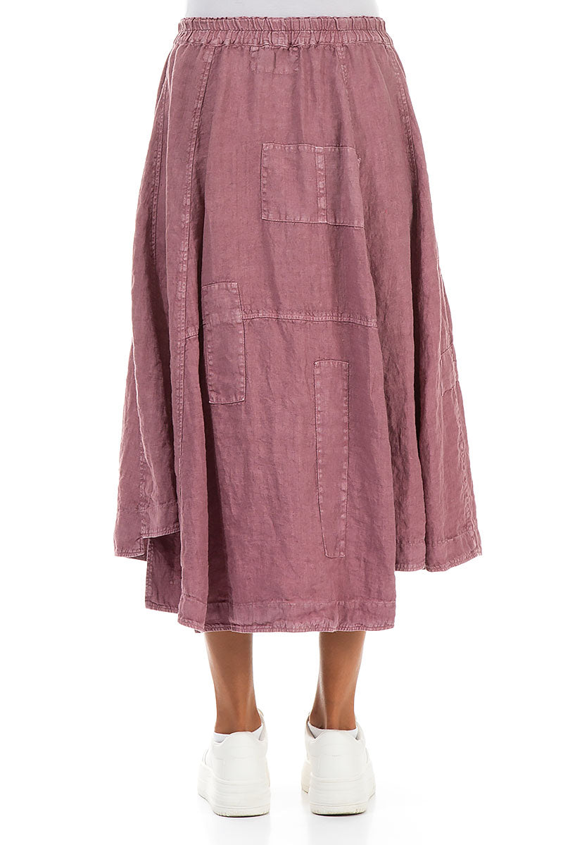 Flared Off-Dye Mauve Taupe Linen Skirt 3