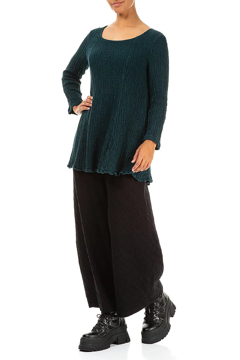 Flared Peacock Textured Linen Tunic