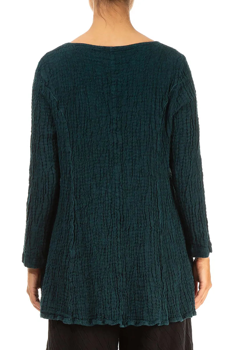 Flared Peacock Textured Linen Tunic