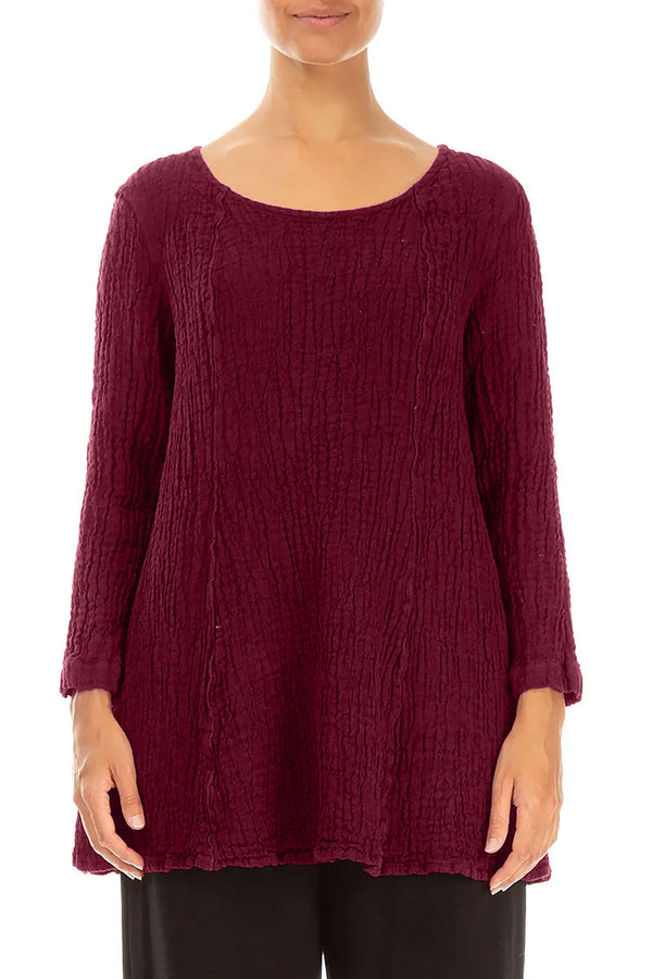 Flared Ruby Textured Linen Tunic