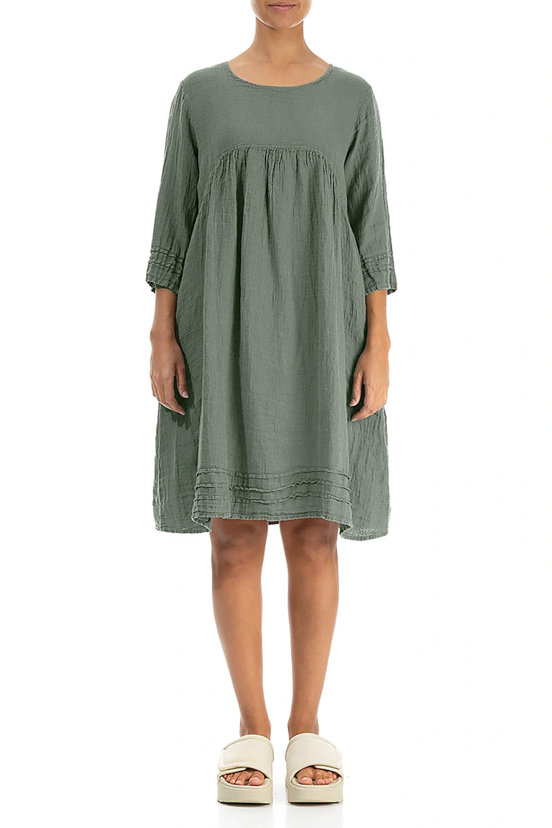 Robe évasée en lin sauge