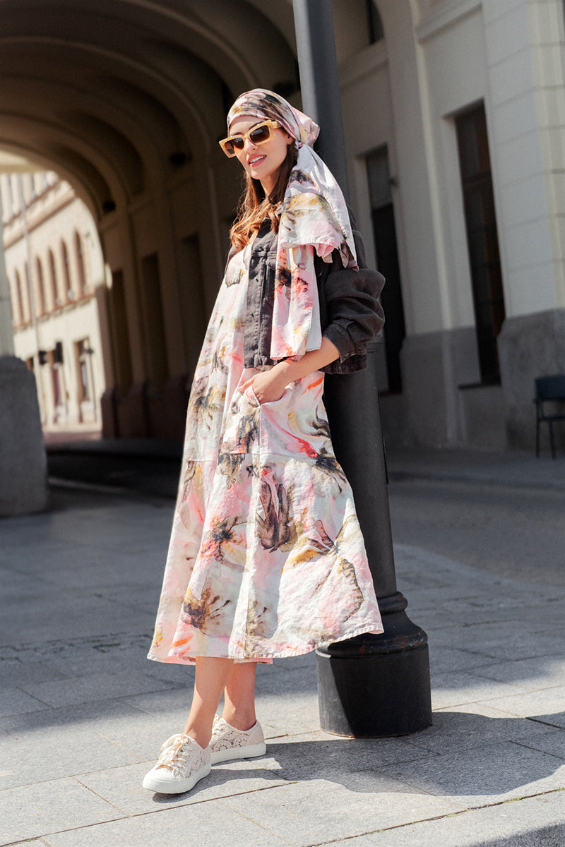 Flared Sleeveless Oasis Linen Dress 6