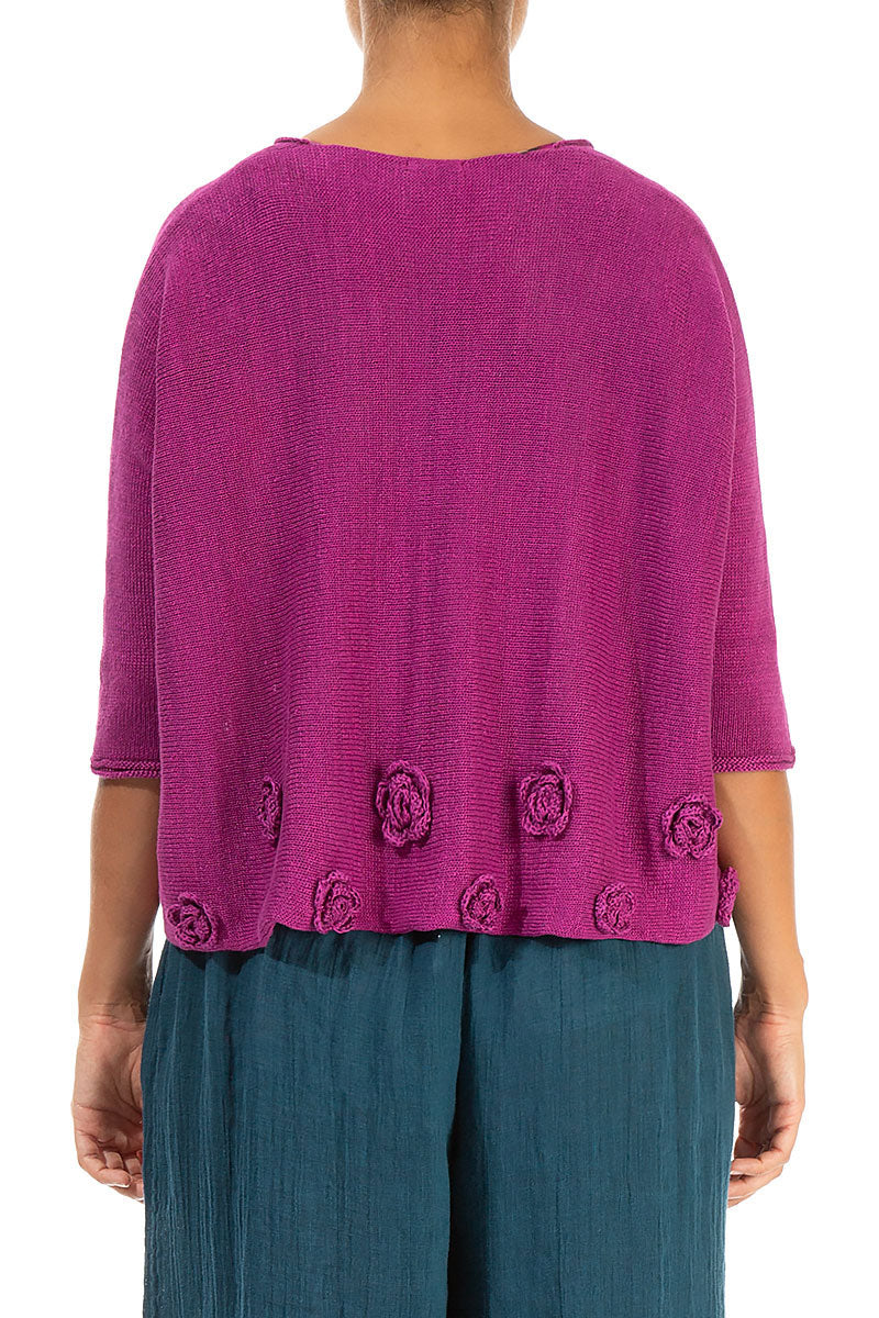 Flowers Decorated Orchid Linen Jumper 2