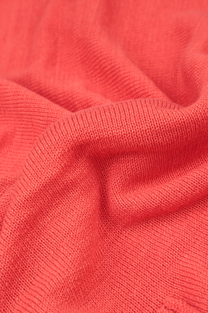 Flowers Decorated Coral Linen Jumper 5