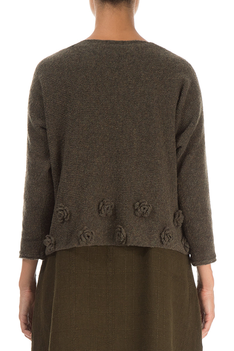 Flowers Khaki Wool Sweater 2