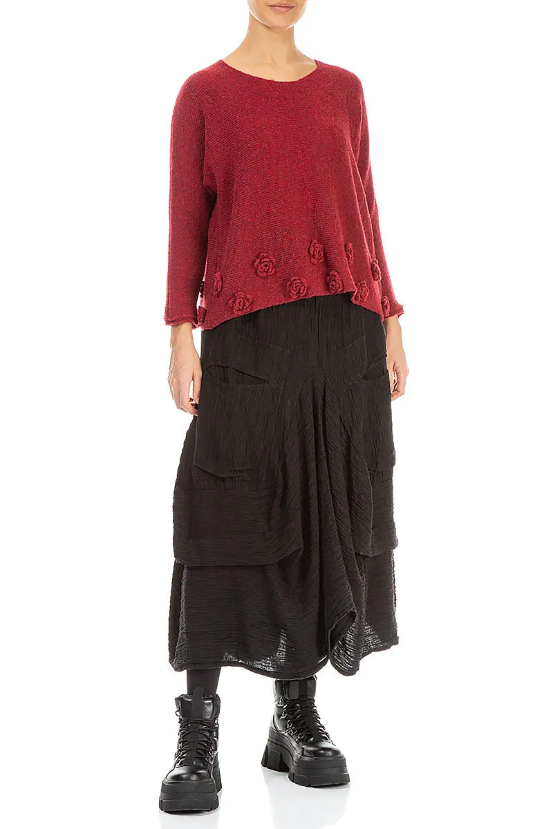 Flowers Red Wool Sweater 4