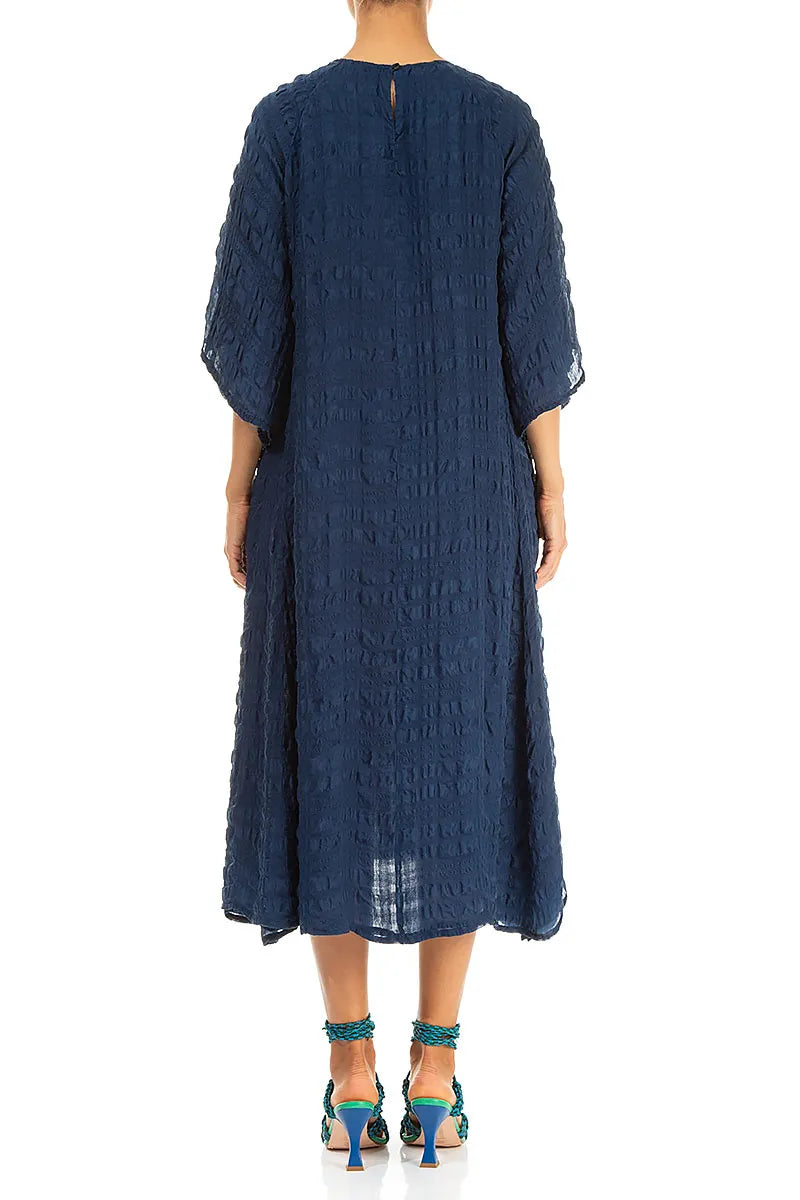 Flowing Navy Layered Silk Dress