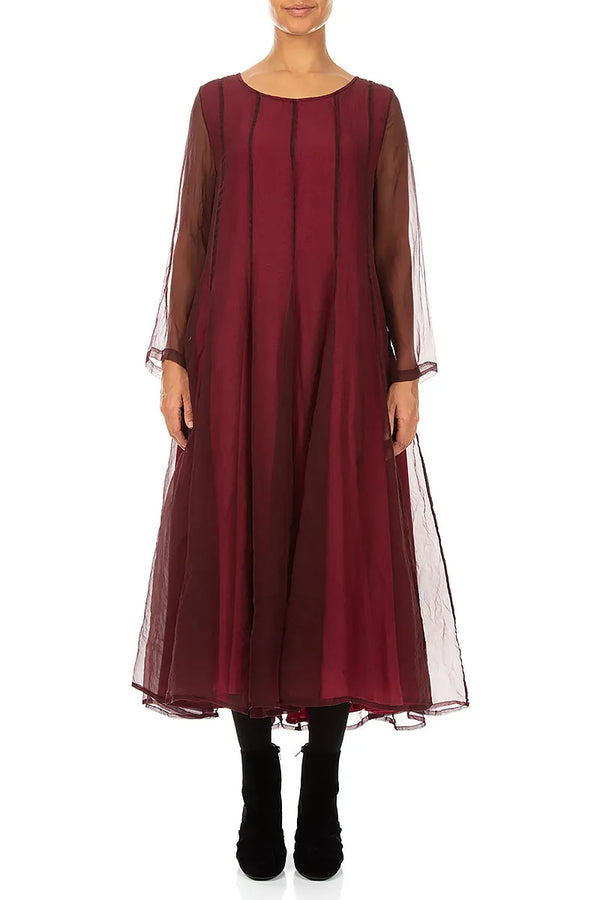 Flowing Ruby Silk Chiffon Dress 1