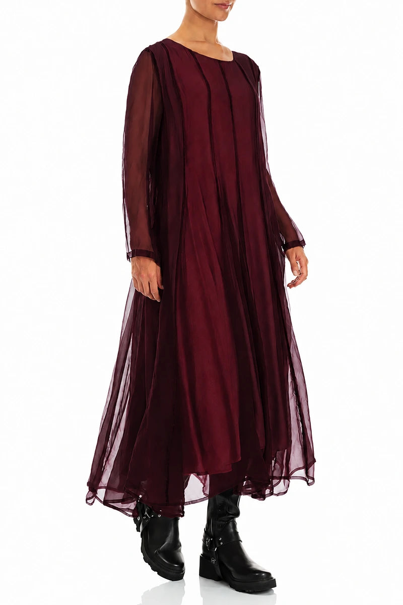 Flowing Ruby Silk Chiffon Dress 3