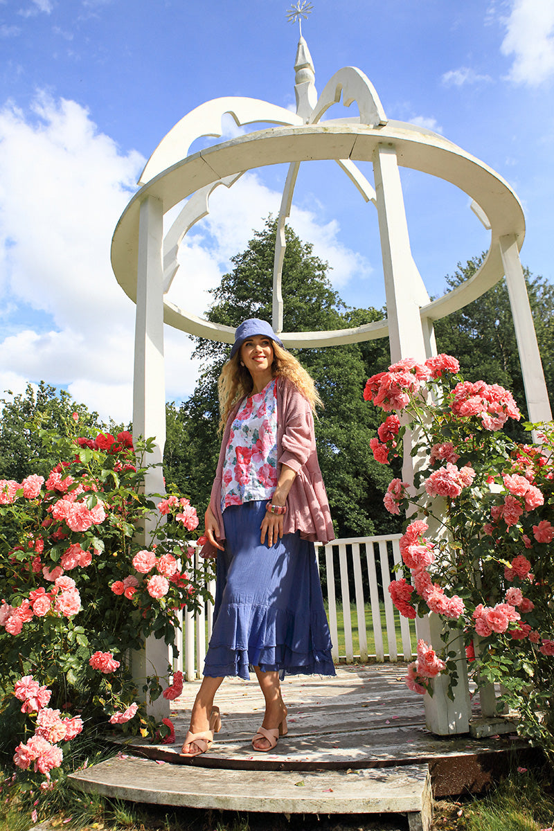 Flowy Blue Nova Silk Cotton Skirt 6