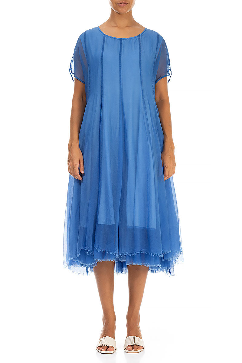 Flowy Cornflower Silk Chiffon Dress 2