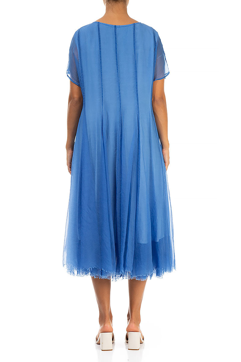 Flowy Cornflower Silk Chiffon Dress 3