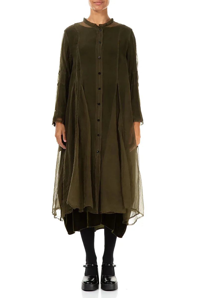 Veste en mousseline de soie fluide Forest Mist
