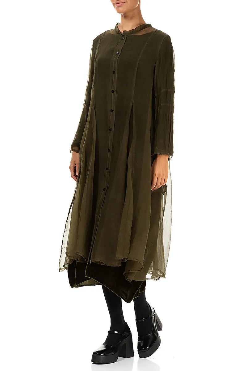 Veste en mousseline de soie fluide Forest Mist
