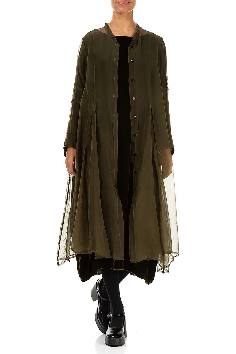 Veste en mousseline de soie fluide Forest Mist