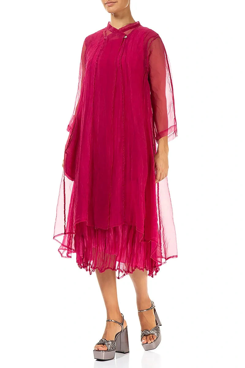 Flowy Fuchsia Silk Chiffon Jacket 3