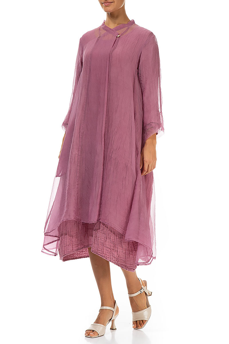 Flowy Mauve Taupe Silk Chiffon Jacket 3