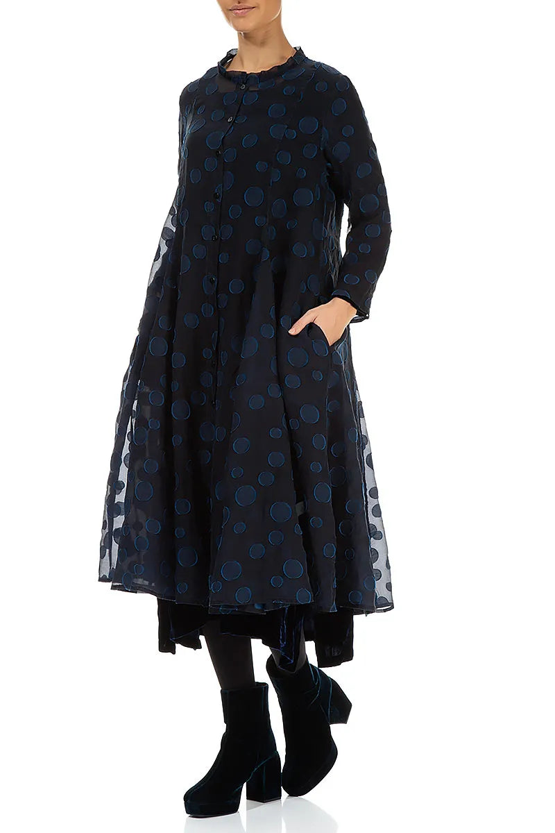 Veste fluide en soie bleu royal à bulles