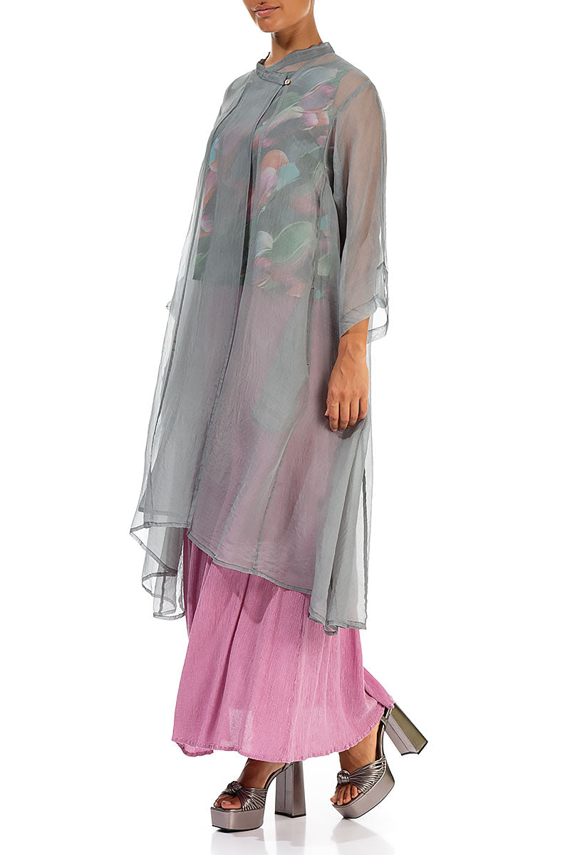 Flowy Grey Sage Silk Chiffon Jacket 3