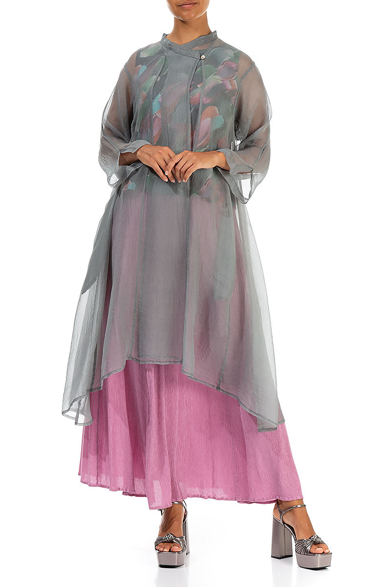 Flowy Grey Sage Silk Chiffon Jacket 4