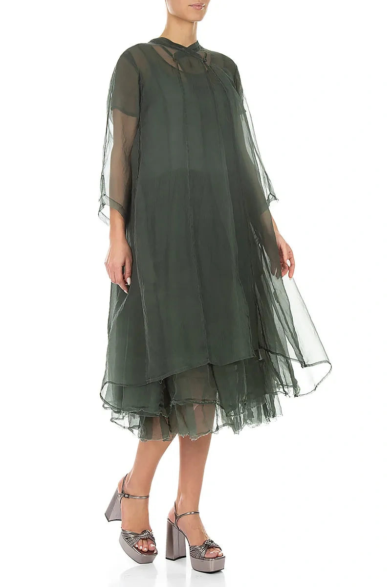 Flowy Sage Silk Chiffon Jacket 4