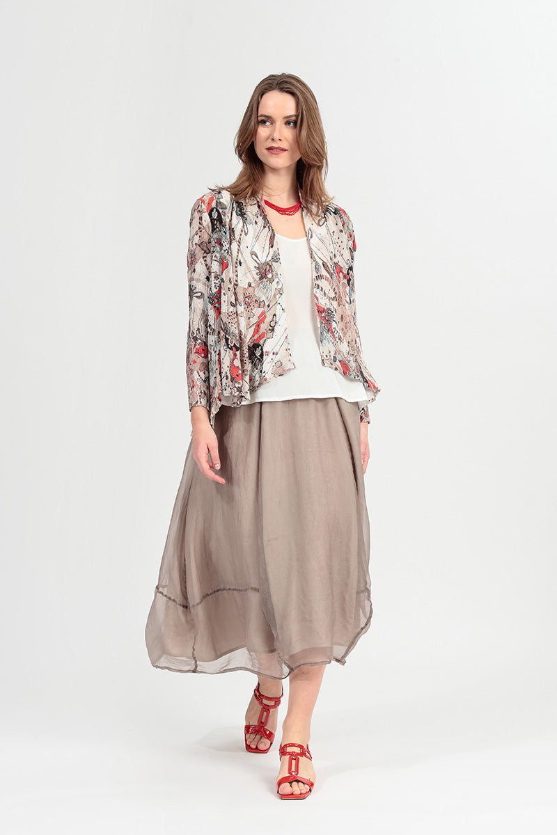 Fluid Beige Silk Chiffon Skirt 5
