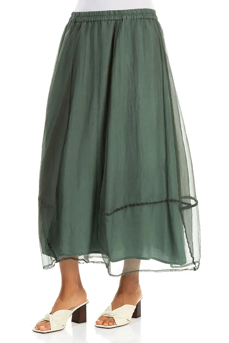 Fließender salbeifarbener Seidenchiffonrock