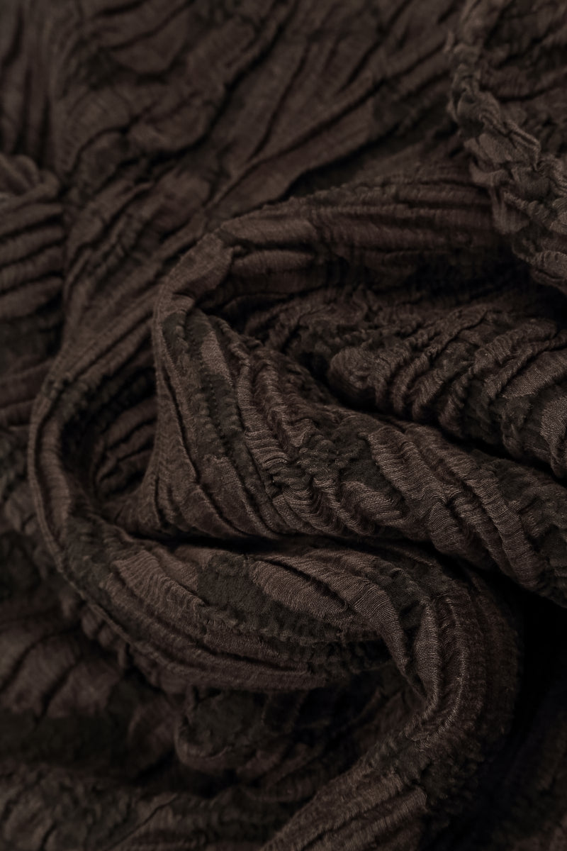 Robe en lin et soie marron forêt à cercle