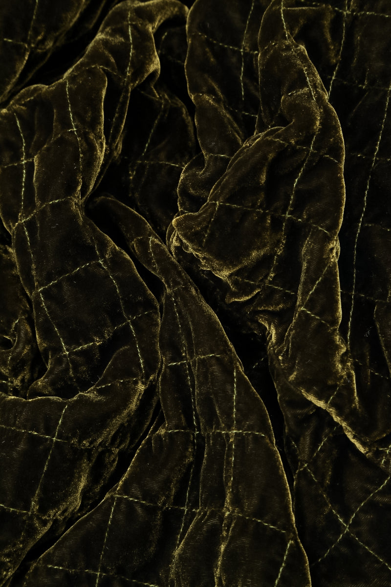 Pantalon en velours de soie plissé cuivré vieilli