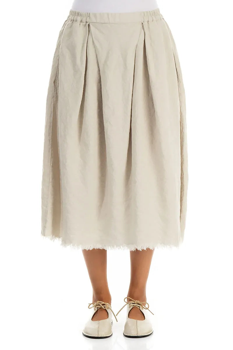 Frayed Hem Natural Linen Skirt 1