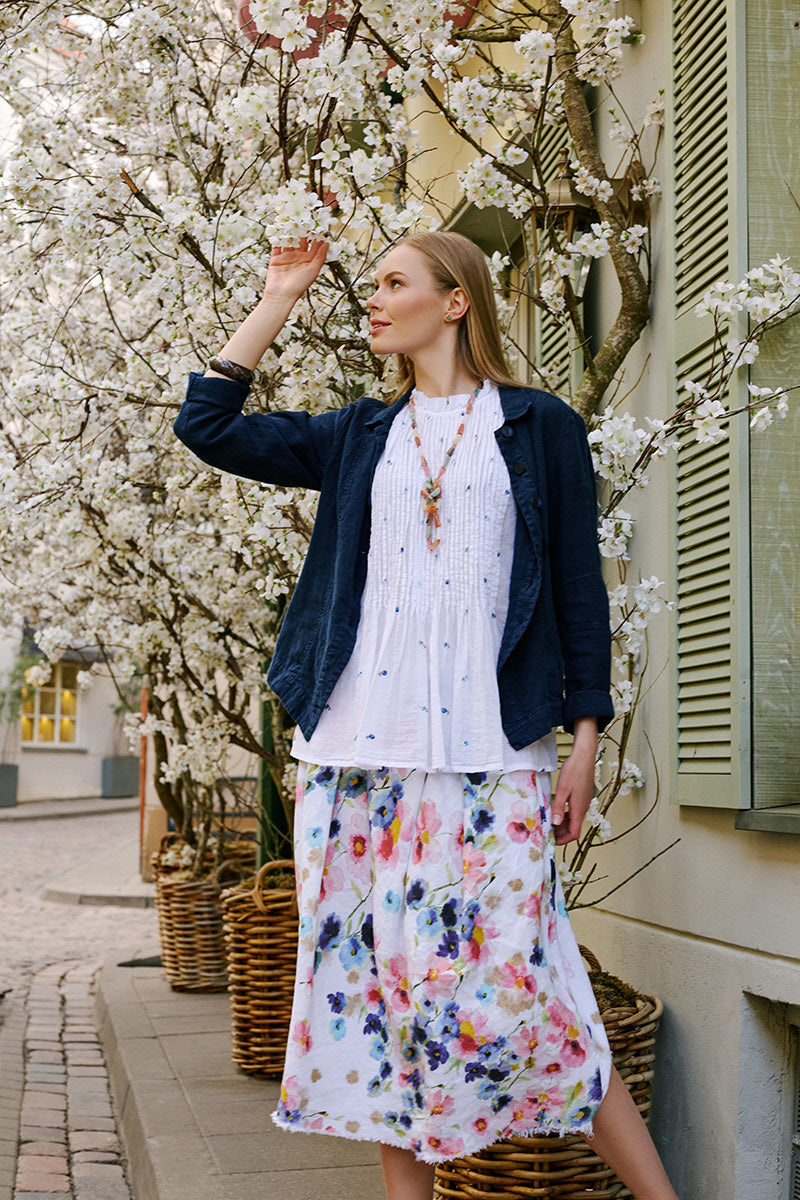 Frayed Hem Primrose Linen Skirt 6