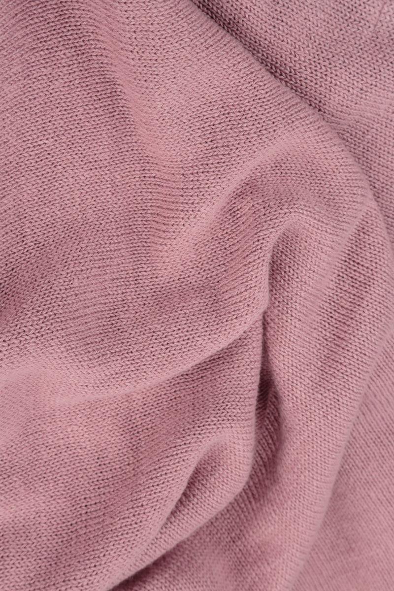 Frilled Hem Mauve Pink Linen Cardigan 5