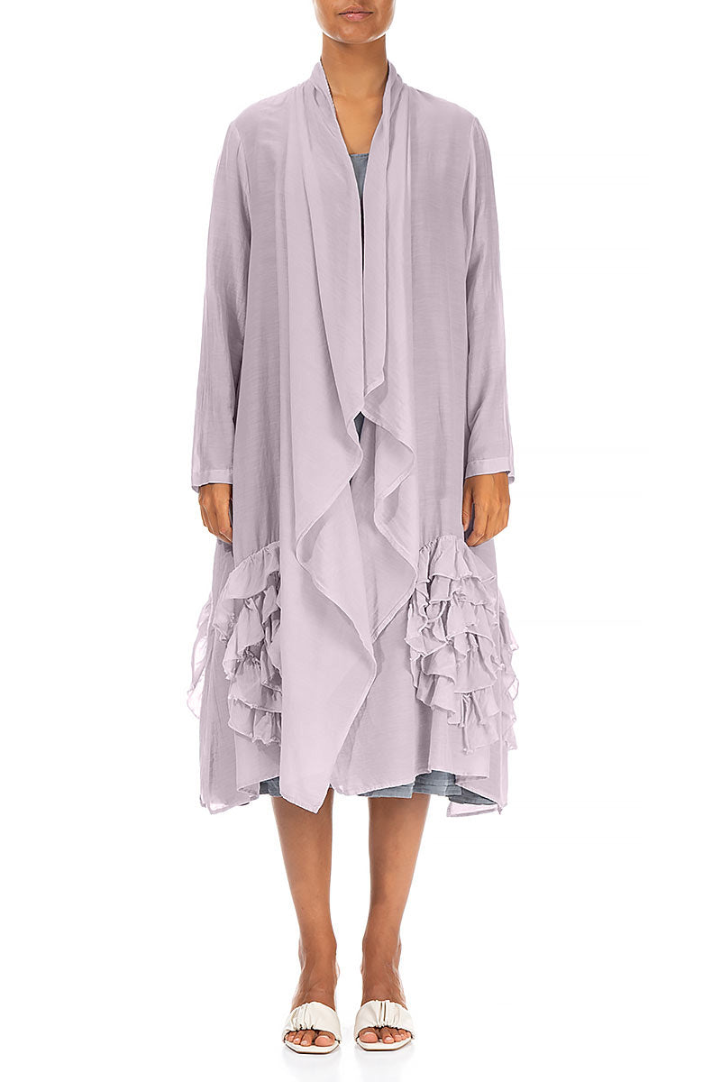 Frilly Flower Lilac Silk Cotton Jacket 1