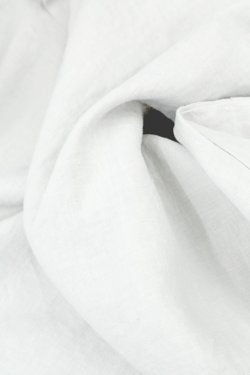 Fringed Flared White Linen Trousers 5