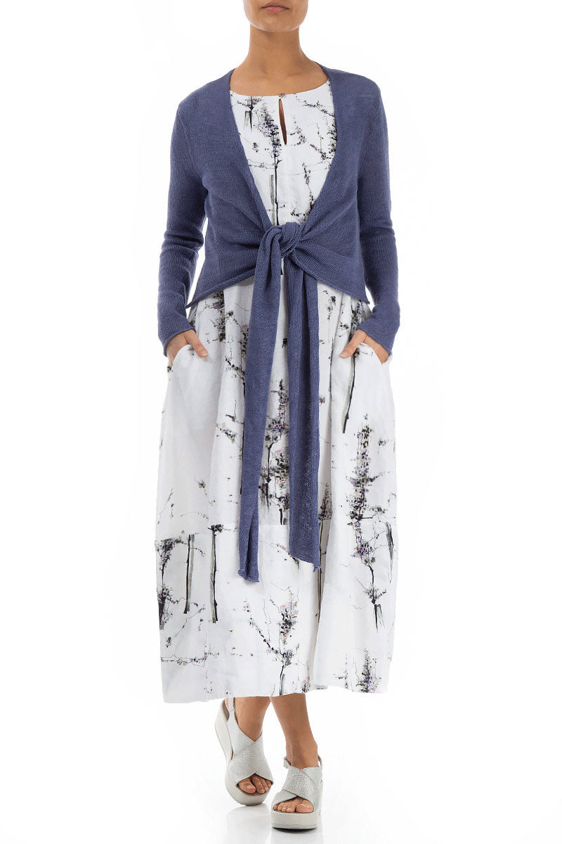 Front Tie Violet Linen Cardigan 4