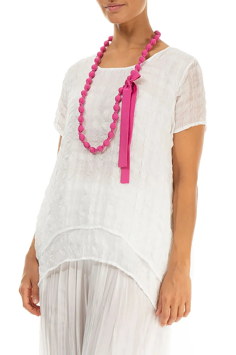 Fuchsia Silk Fine Bead Necklace 3