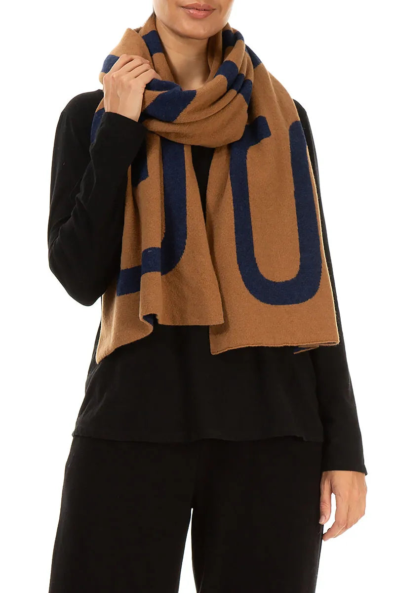 GRIZAS Dark Caramel Soft Wool Scarf