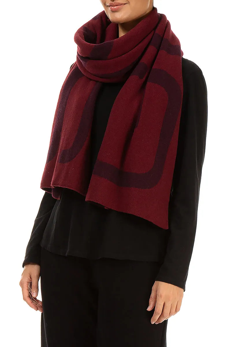 GRIZAS Dark Red Soft Wool Scarf