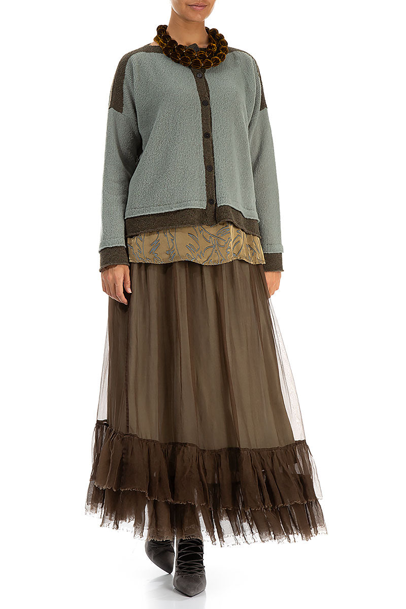 Golden Olive Silk Velvet Bead Necklace 4