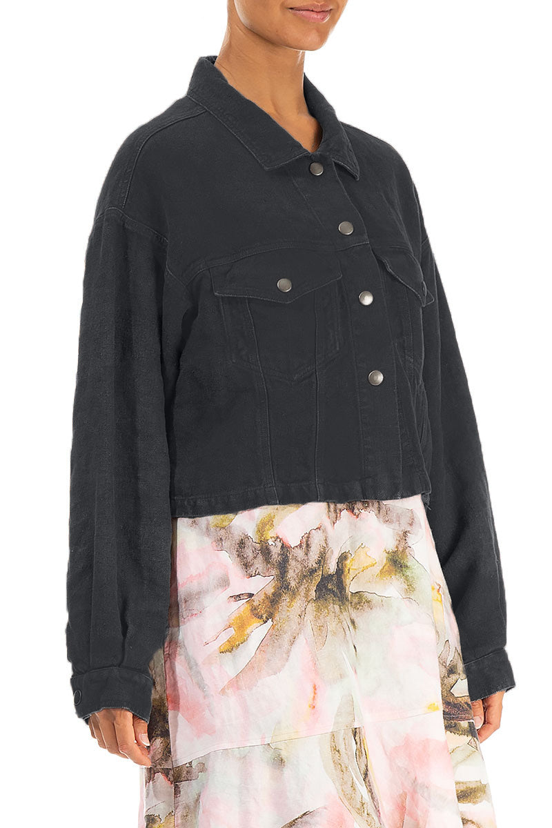 Graphite Linen Trucker Jacket 3