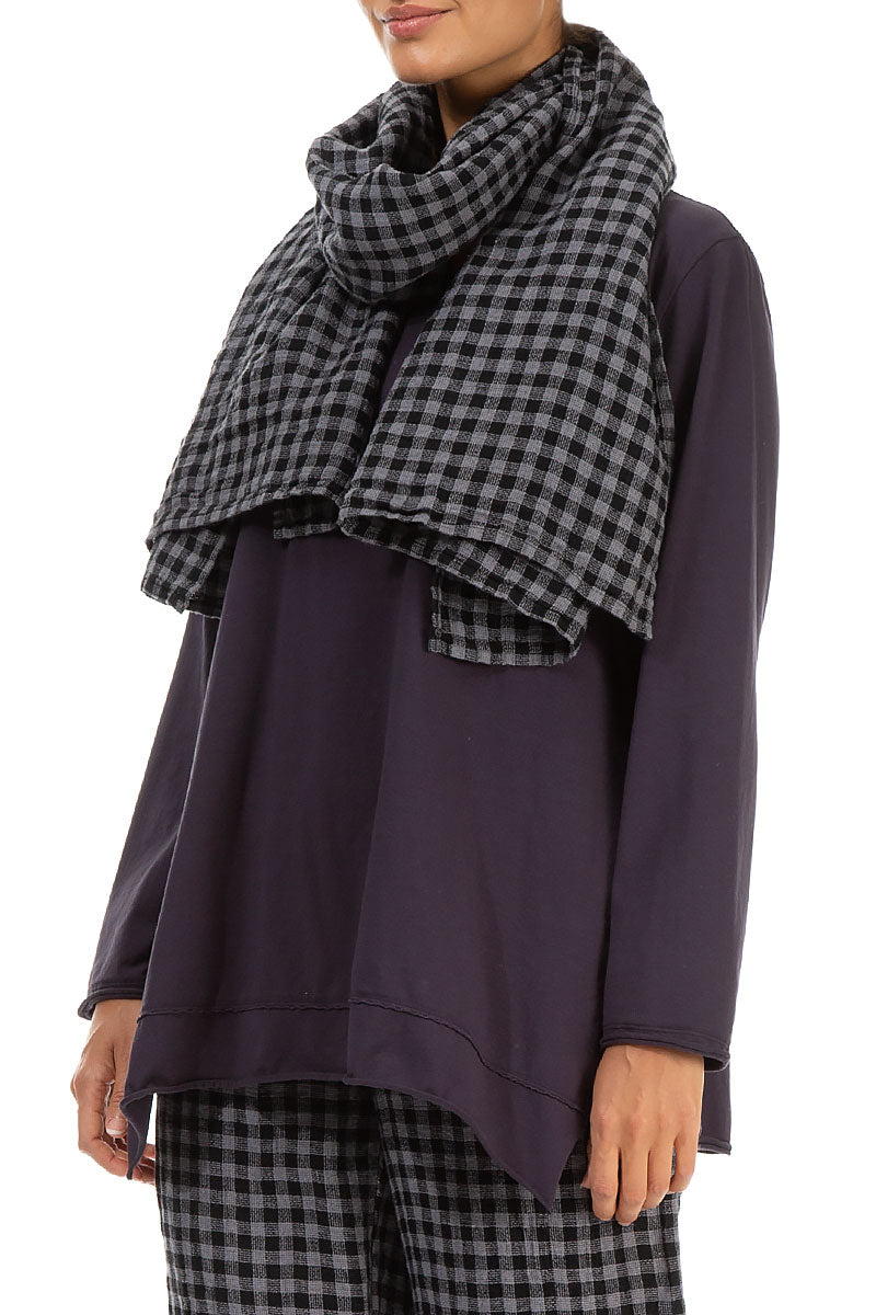 Grey Check Linen Scarf 3
