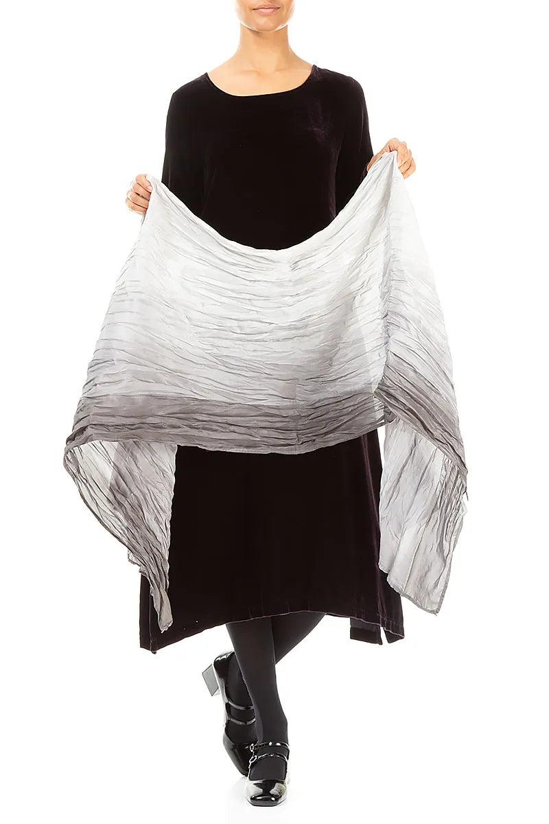 Grey Ombré Pure Silk Scarf 4